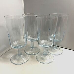 Vintage Libbey Water Goblet Star Sapphire Blue Tint DUZ Promo 1950s Set of 4